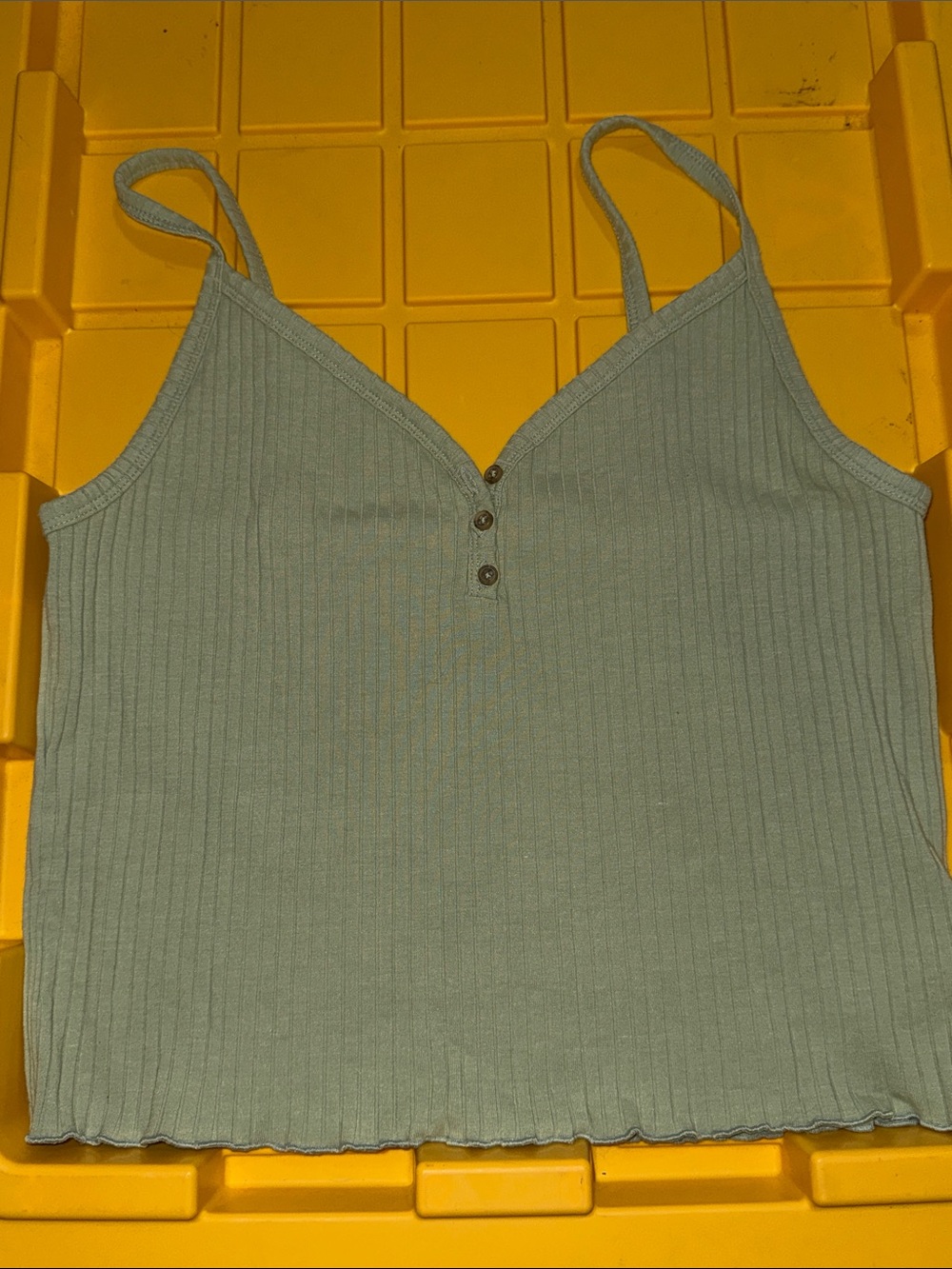 Light green Ribbed V-Neck Cami Tank Top